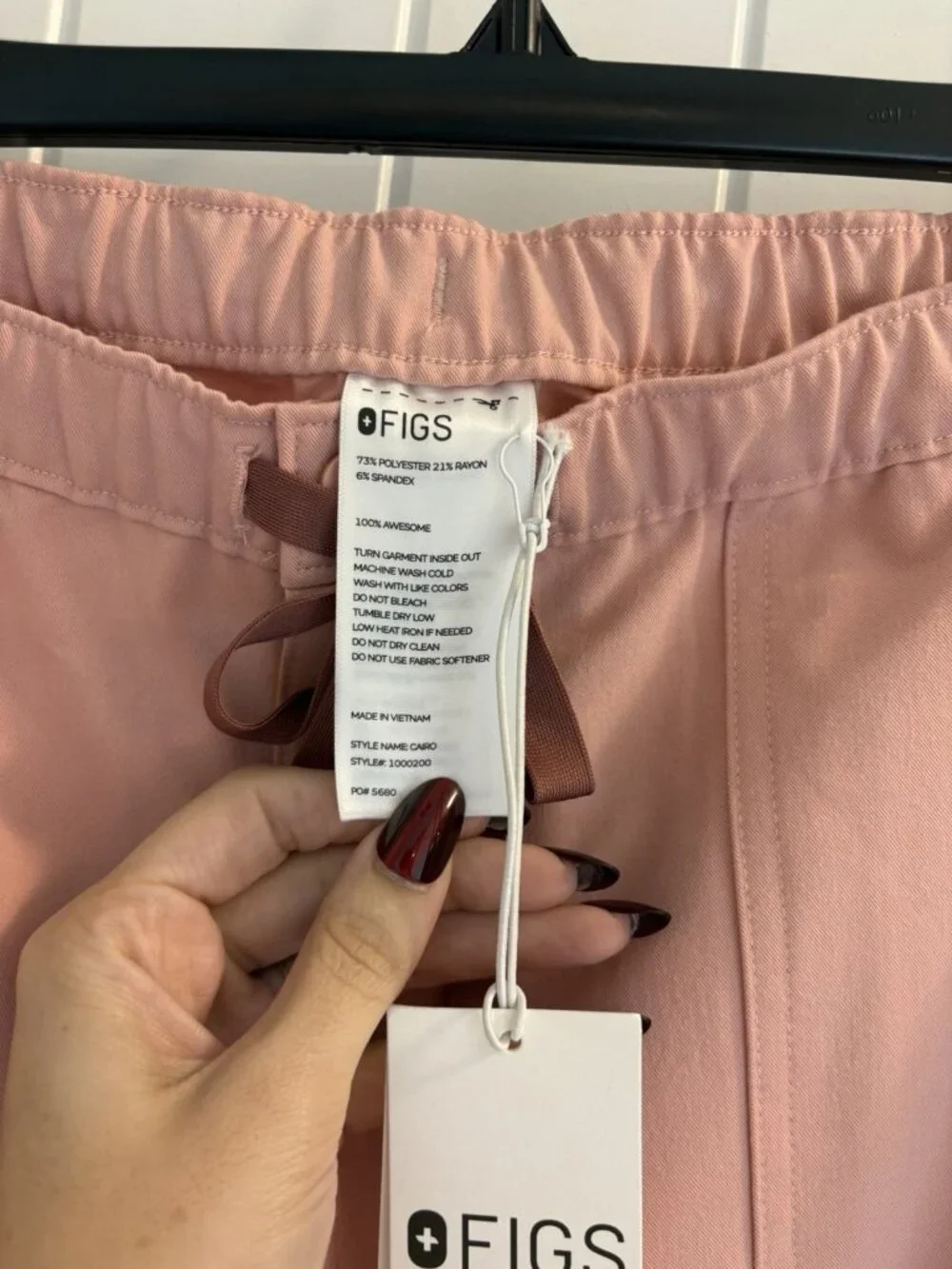 Figs CAIRO Scrub Pants With Aya Logo In Pale Pink Size XLR 36” X 30”